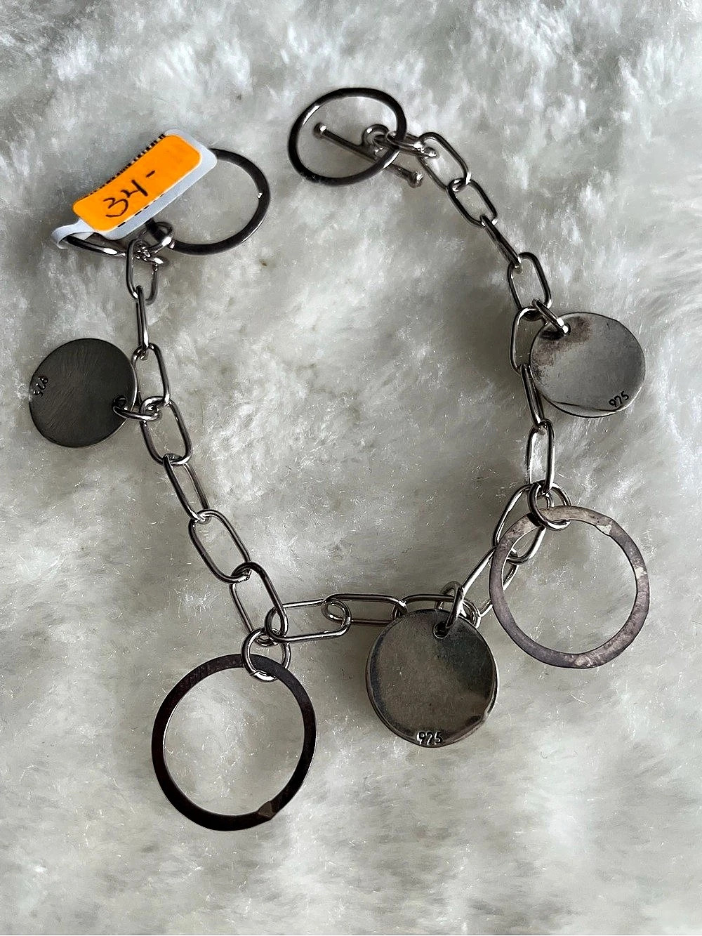 Silver-Tone Chain Key Ring Charm Bracelet